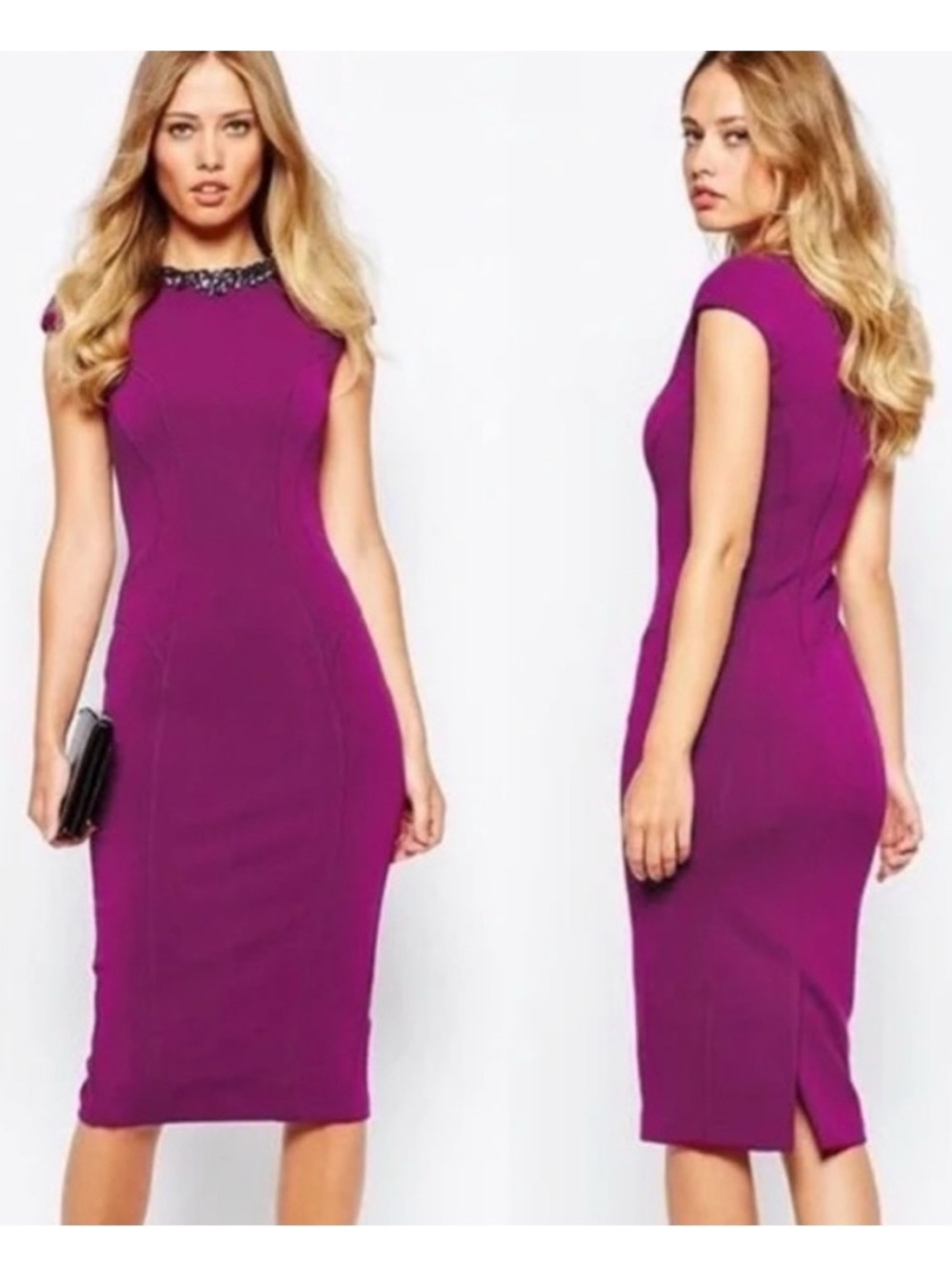 Dardee Ted Baker Jewel-Neck Purple Sheath Dress Size 2 - Picture 10 of 10